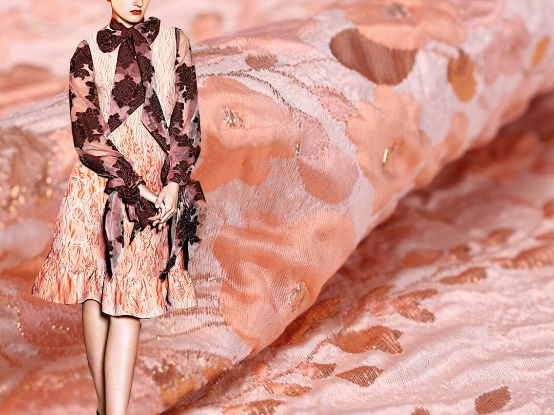 High- End Floral Jacquard Fabric, Polyeter Cotton Brocade Fabric ...
