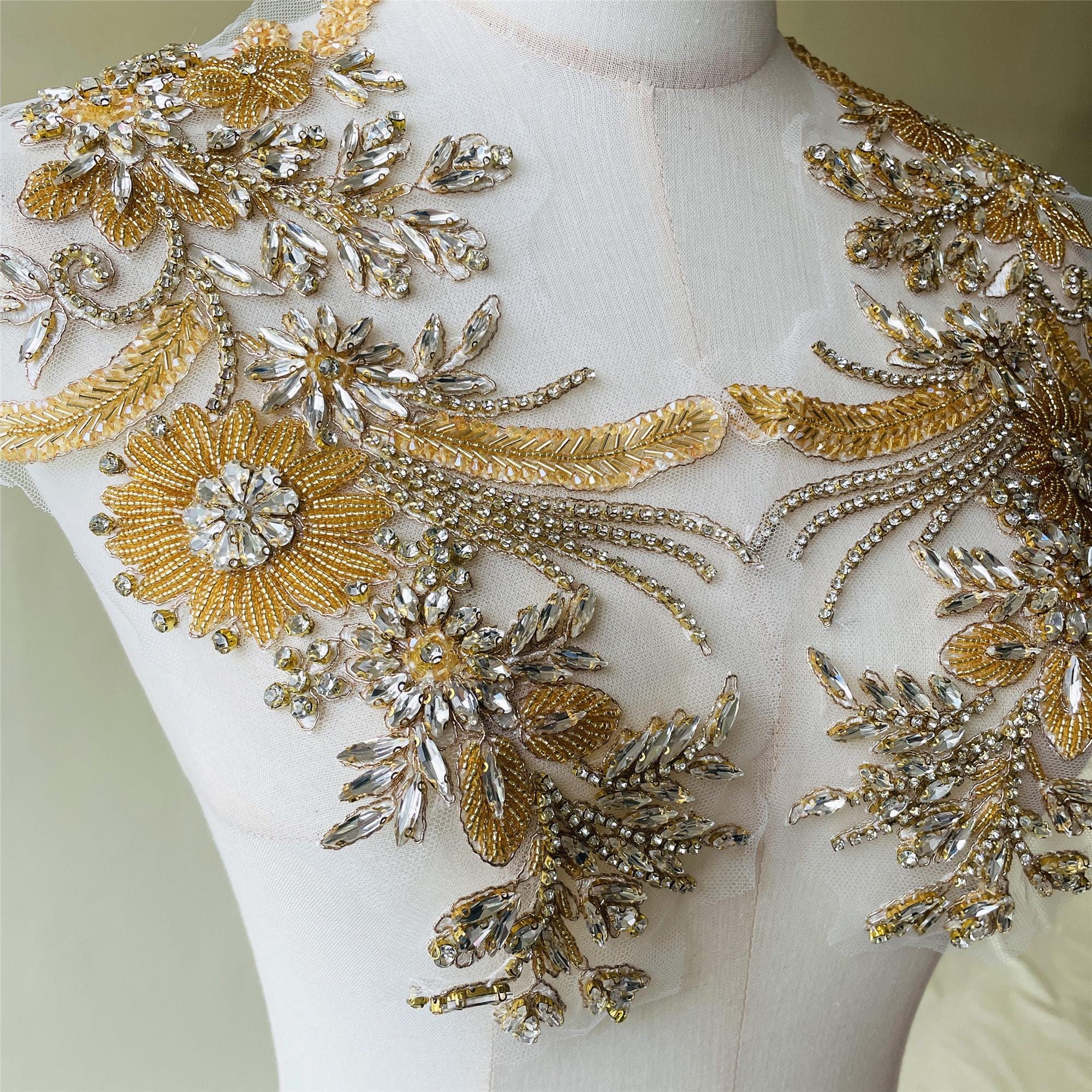 gold lace applique dress Luxury Gold 3D Floral Applique Lace Quinceanera Gold... From Elegantweddings, $199.85