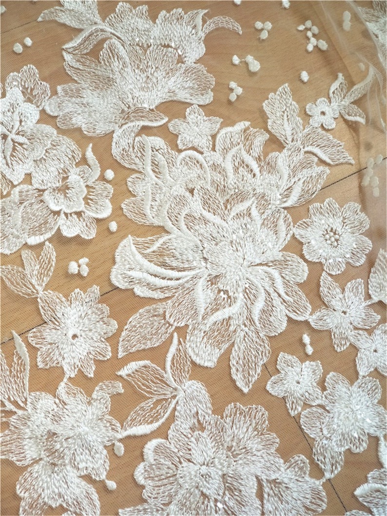 Stretch Floral Embroidery Lace Fabric Tulle Lace Fabrics Mesh - Etsy