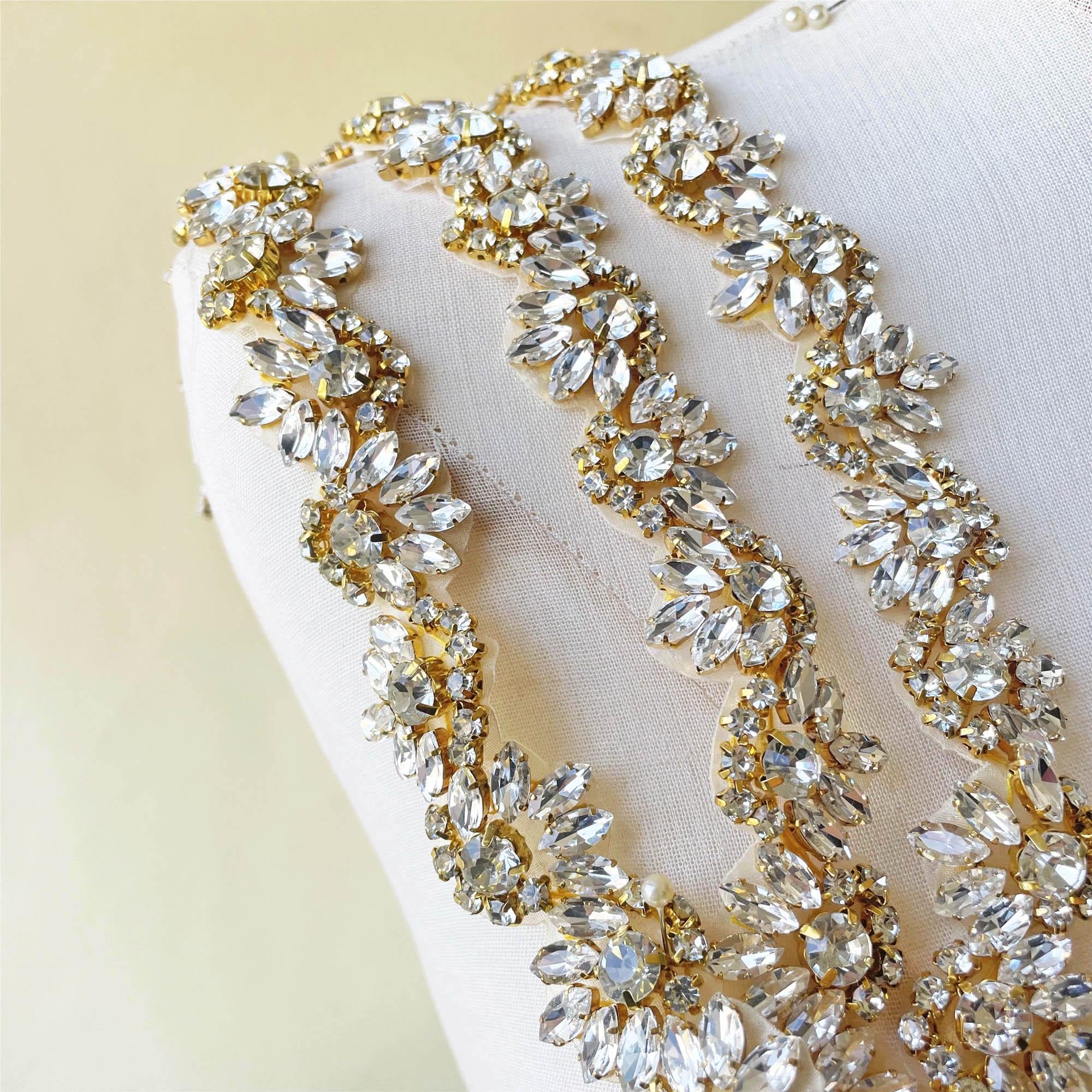 Rhinestone Diamanté Wavy Chain Trim Beaded Applique for - UK Rhinestone Diamanté Wavy Chain Trim Beaded Applique for - UK