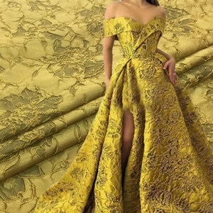 Rose Floral Emboss Jacquard Stoff Polyeter Brokat Damast für Haute Couture Kostüm Anzug Design Verkauft von 1 Yard