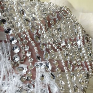 Bodice Rhinestone Applique Heavy Beads Motif Diamante Ostrich - Etsy