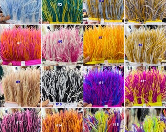 15 Colors Ostrich Feather Trimming Fringe Tassels Plume Mixed Color with Satin Ribbon for Dress  Millinery Fascinators  Crafts