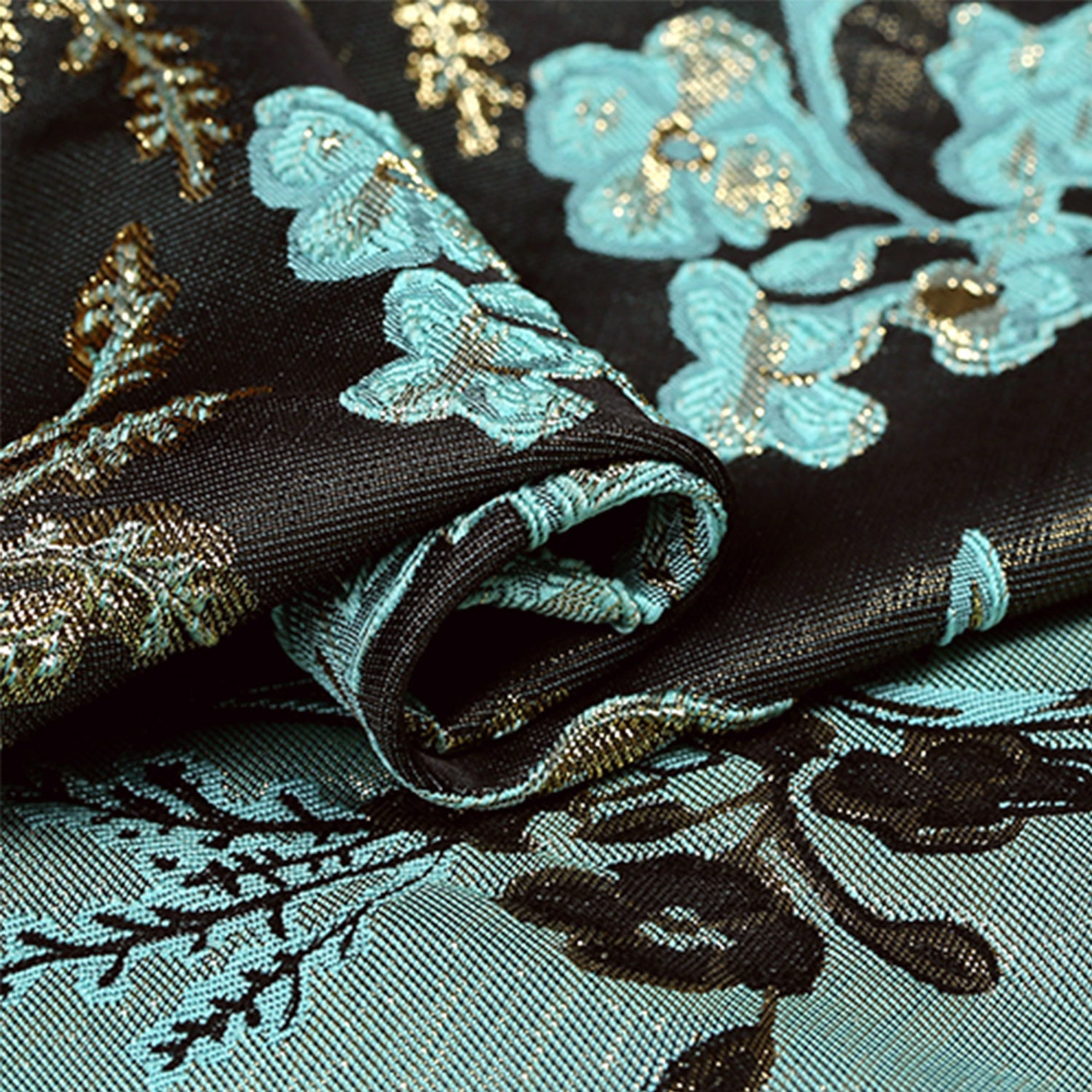 High-end Green Cool Color Floral Fabric Polyeter Cotton | Etsy