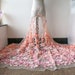 Peach 3D Flower Embroidery Lace Fabric Materials Mesh Trims DIY Wedding Bridal Evening Dress Costume Handcrafts 59' Width Sold by the yard 