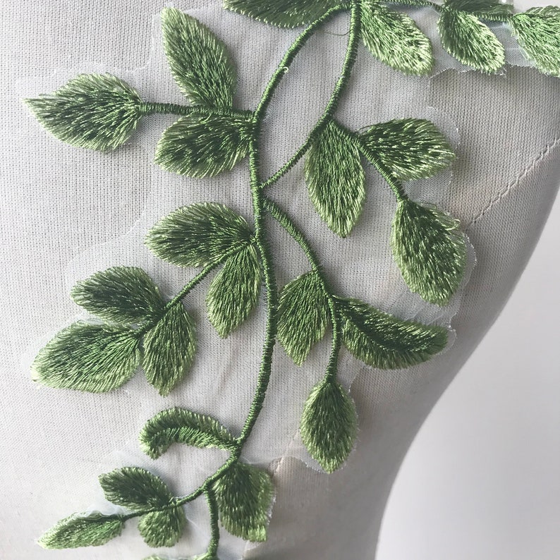 Green vine jessecmault lace applique motif forest leaves  etsy