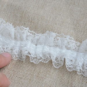 4cm Double Fold Ruffled Lace Trims Ribbon Fringe Pleated Embroidery Edge for Doll Making Wedding Girl Dress Gown Design Sold by the Yard