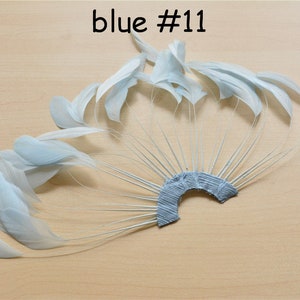 Blue Stripped Coque Feather Fan Dyed Plume Feathers Fringe Trimmings for Fascinators & Hat Making Millinery Supplies Party Decor 1 Piece