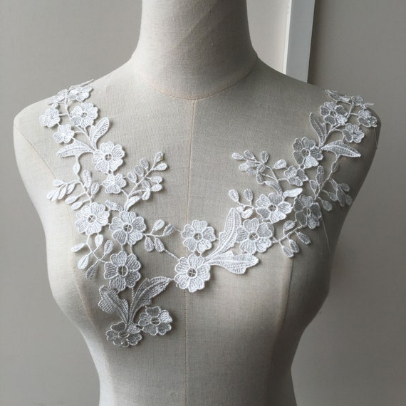Applique In Pizzo Floreale - Per Abiti Da Sposa, Costumi E Decorazioni Fai Da Te - Foto 6
