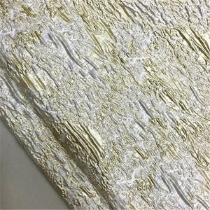 High- end Floral Jacquard Fabric, Polyeter Cotton Brocade Fabric, Emboss Damask Fabric for Haute Couture Costume Dress Design Gold
