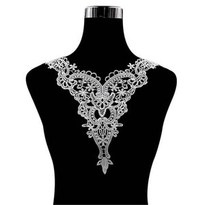 Gothic Collar Lace Appliques Guipure Embroidery V-Neck Lace Applique Sewing on Evening Dancing Dress Wedding Trim