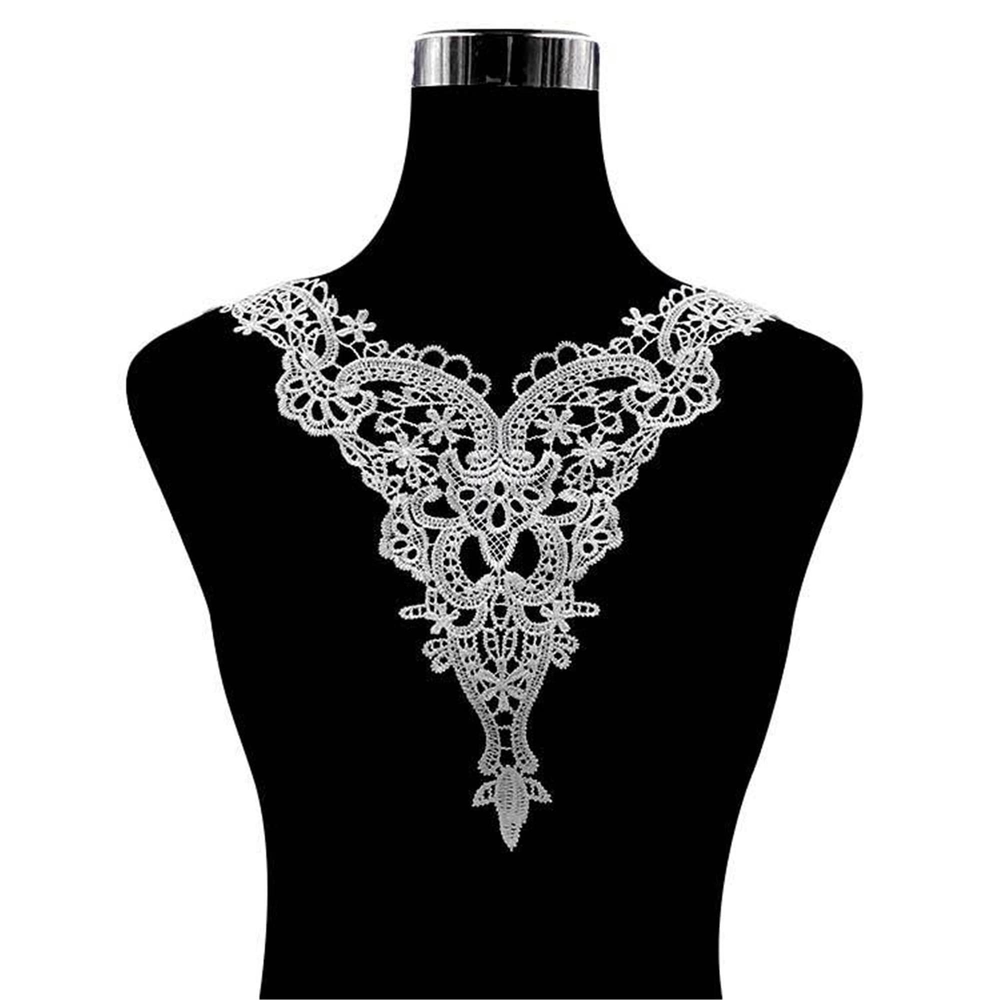 Flowers Round Collar Lace Applique Embroidery Evening Dancing Dress Wedding Trim