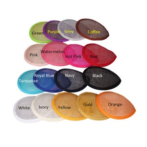 Teardrop Shaped Button Fascinator Sinamay Hat Base Top Hat for Millinery & Hat Making 5.1&quot; Diameter