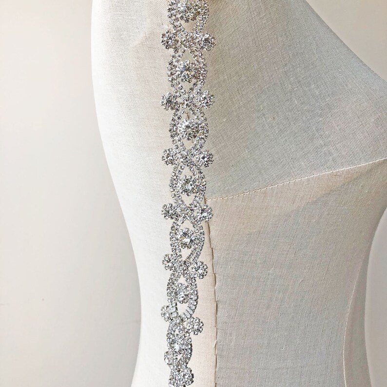 Sparkling Wedding Rhinestones Trim Diamante Pearl Trims Appliques for Dress Sash Garter Bridal Headpieces Applique Crystal Bridal Belt