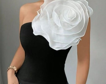 Oversized Organza Rose Brooch, 27cm Giant Fabric Flower, Millinery Supplies, Hat Making Floral Pin, DIY Couture Embellishment