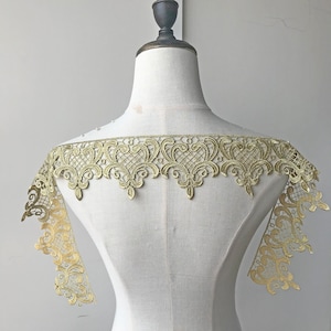 Gold Guipure Lace Trim Embroidered Corded Lace Edging Trimmings Lace Ribbon DIY Baby Crown Headpiece Bridal Wedding Dress Handcrafts 1 yard