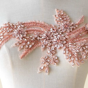 Sparkling Pink Bodice Rhinestone Applique Heavy Beads Motif - Etsy
