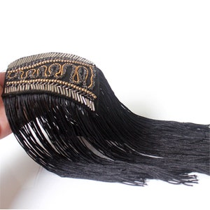 Black Shoulder Patches Tassel Chain Suit Crystal Epaulet Fringe Shoulder Badge Rhinestone Applique for wedding Dance Costume