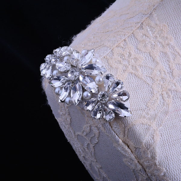 Silver Crystal Rhinestone Applique Diamante Appliques Sash Belt DIY Iron Glue on Bridal Wedding Bridesmaids Dress Gown 1 Piece