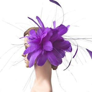Handmade Goose Feather Flower Mounts Bouquet Faux flowers Stripped Coque Feathers Decoration Kentucky Derby Hat Millinery Fascinators 1 PC