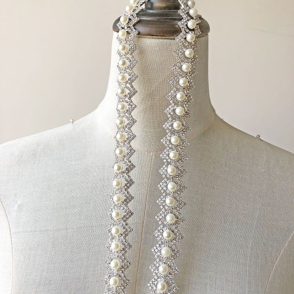 Diamantes de imitación de la boda Adornos de perlas de diamantes Apliques para el vestido Sash Liguero Tocados de novia Collar Cadena Apliques Cinturón de novia de cristal