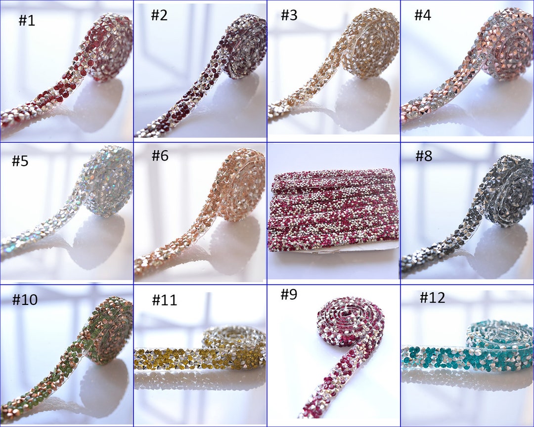 Color Rhinestone Wrap Ribbon Bling Colorful Banding Trims Accent for ...