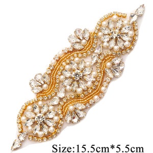 Shinny Bridal Belt Pearl Rhinestone Applique Wedding Belt Large Crystal Diamante Bridesmaid Sash for Wedding Dress