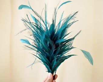 Handmade Goose Feather Flower Mount Bouquet Dyed Faux flowers Stripped Coque Feathers Decoration Hat Millinery Fascinators Crafts 1 Piece