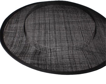 Noir rond en forme de bouton bibi sinamay chapeau base chapeau pour chapellerie & Hat Making 12,2 "diamètre