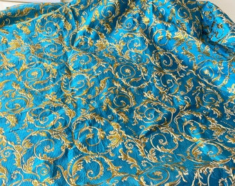 High- end Jacquard Fabric Polyeter Silk Thread Brocade Emboss Damask for Haute Couture Costume Design Sold by 1 Yard