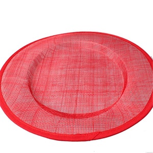 Red Round Shaped Button Fascinator Sinamay Hat Base Top Hat for Millinery & Hat Making 12.2&quot; Diameter