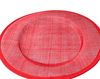 Red Round Shaped Button Fascinator Sinamay Hat Base Top Hat for Millinery & Hat Making 12.2" Diameter