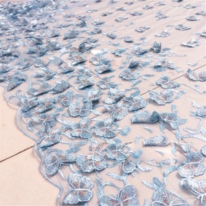 3D Flower Butterfly Embroidery Bridal Lace Fabric Mesh Trims Crafts DIY Wedding Evening children&#39;s Girl&#39;s Dress Gown Costume