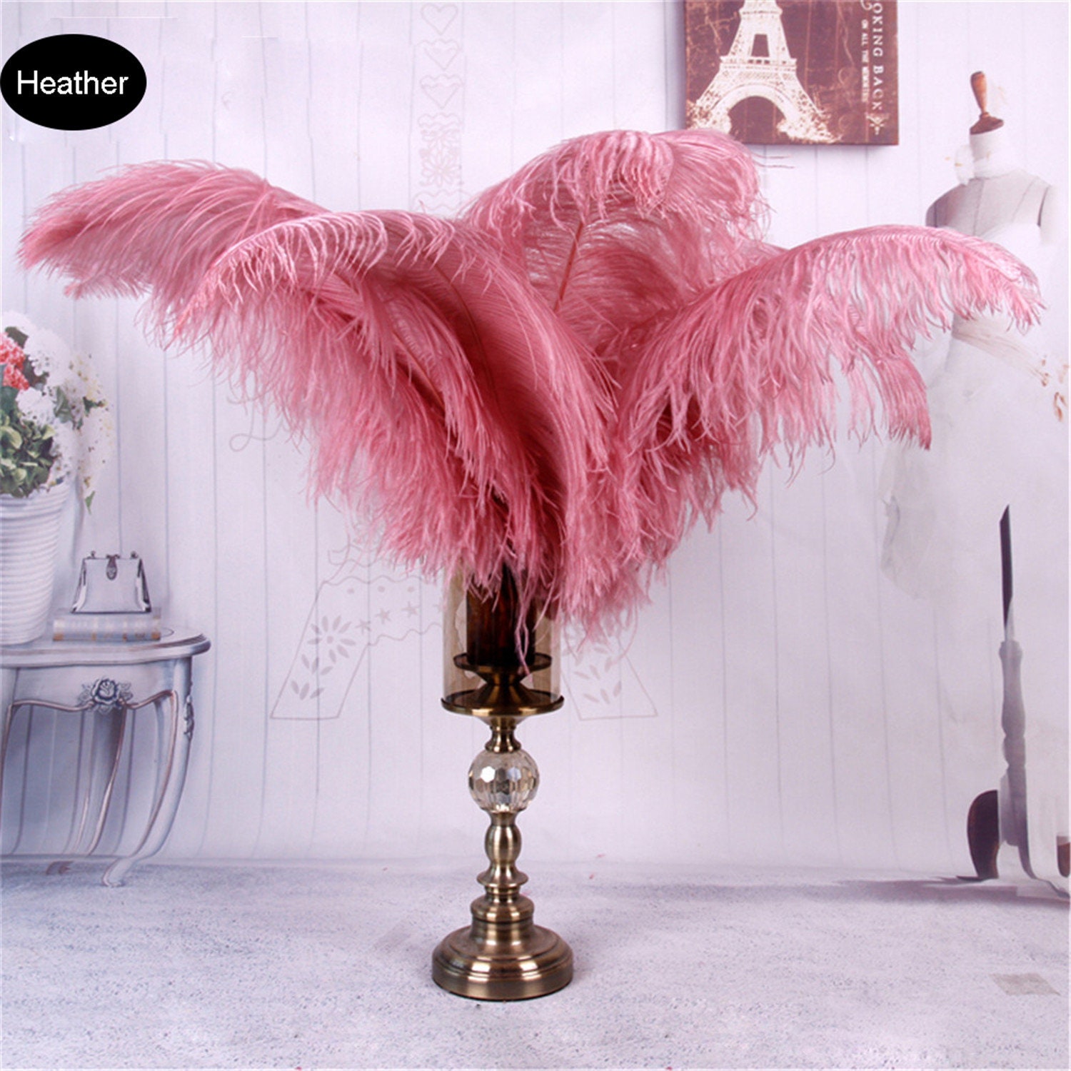 LIGHT PINK Ostrich Feather Plumes 23-30 Full and Beautiful for  Centerpieces Halloween Costume Vases Craft Theater Hats DIY