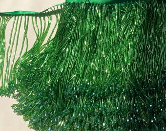 Dangling Beaded Fringe Trim Drape Heavy Beads Trims for Haute Couture Latin Belly Dance Costume Party Dress