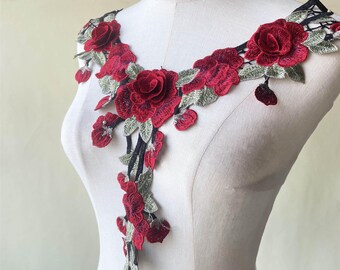 3D Flower Embroidery Lace Applique Patches Sewing on Wedding Evening Dress Gown Skirt Crafts DIY 1 Piece