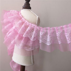 8cm Pleated Tulle Lace Trims Ruffled Mesh Trimmings for Wedding Dress Dolls Skirt Hem Cake Dress Gown Sold by the Yard
