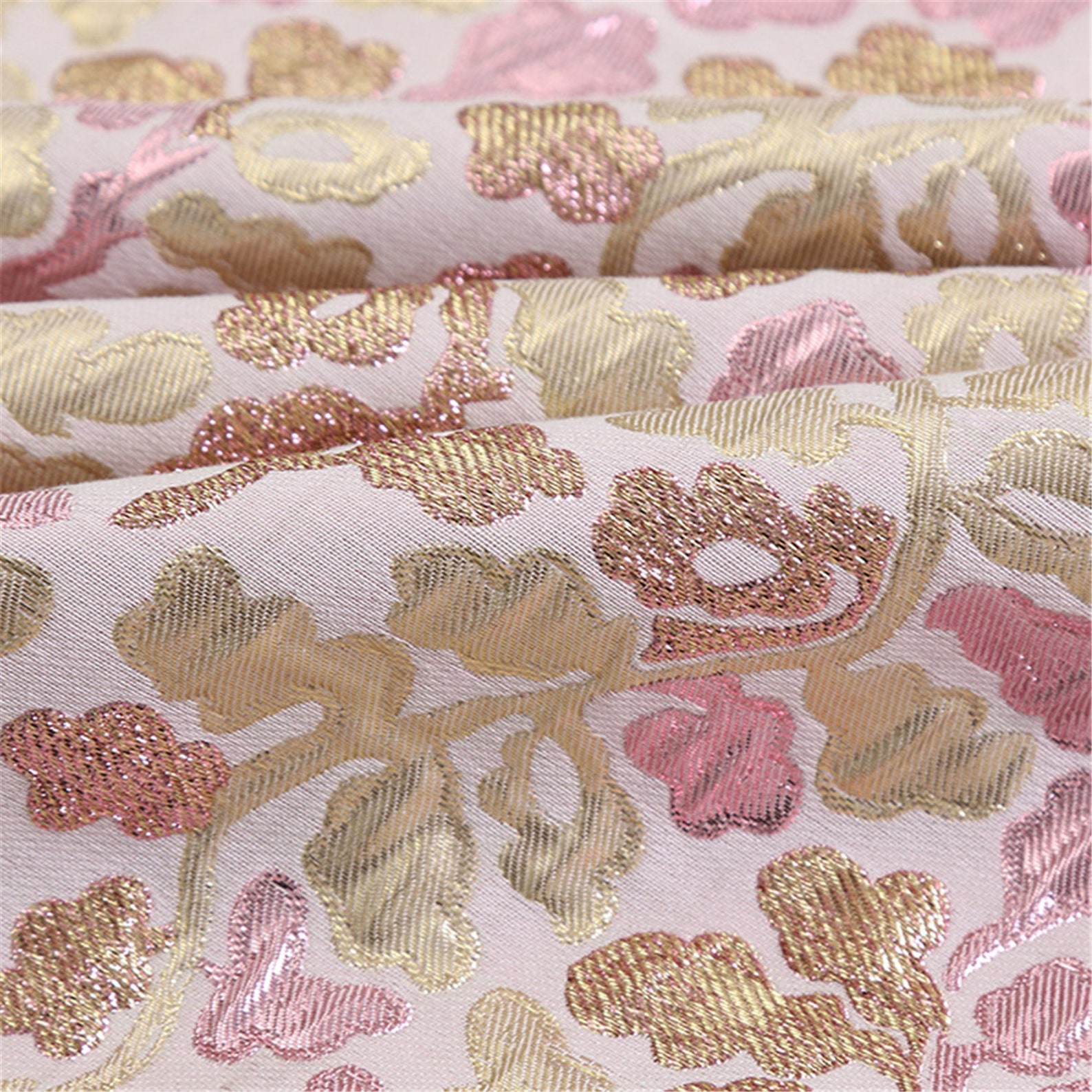 Gold High End Jacquard Fabric Polyeter Silk Thread Brocade Etsy