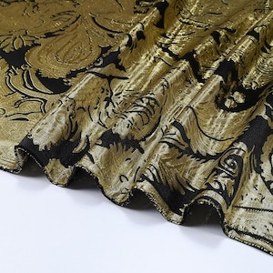 Gold Floral Emboss Jacquard Fabric Lame Brocade Damask for Haute Couture Costume Suit Design Sold by 1 Yard