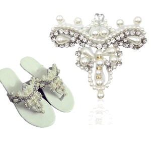2 PCS Pearl Crystal Rhinestone Applique Diamante Appliques Sash Belt DIY Iron Glue on Shoes Bridal Wedding Bridesmaids Dress Gown