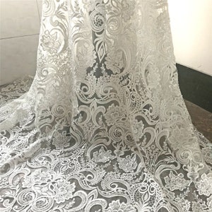 Luxury Embroidery Floral Beaded Bridal Lace Fabric Prom Dress Nging ...