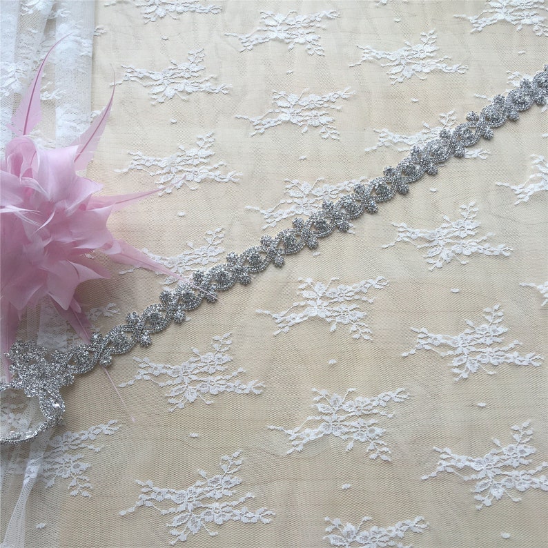 Sparkling Wedding Rhinestones Trim Diamante Pearl Trims Appliques for Dress Sash Garter Bridal Headpieces Applique Crystal Bridal Belt