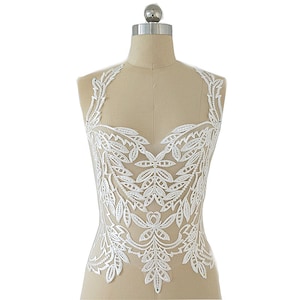 Bodice Lace Appliques Flower Embroidery Lace Applique Sewing on Evening Bridal Dress Wedding Trim
