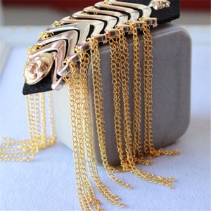 Shoulder Patches Tassel Chain Suit Crystal Epaulet Fringe Shoulder Badge Rhinestone Applique for wedding Dance Punk Costume