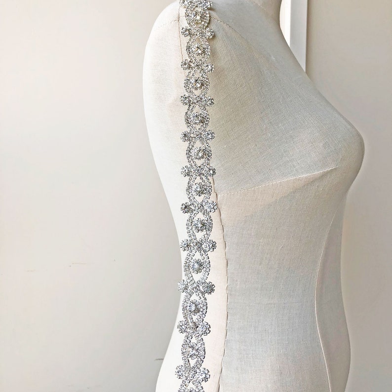Sparkling Wedding Rhinestones Trim Diamante Pearl Trims Appliques for Dress Sash Garter Bridal Headpieces Applique Crystal Bridal Belt