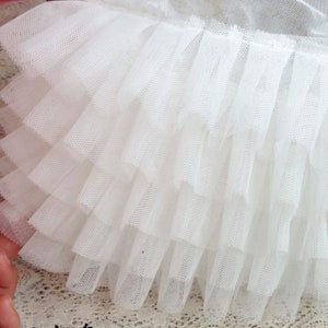 5 Layers Pleated Tulle Lace Trims Ruffled Mesh Trimmings for Wedding Dress Dolls Skirt Hem Cake Dress Gown Sold by the Yard 17CM