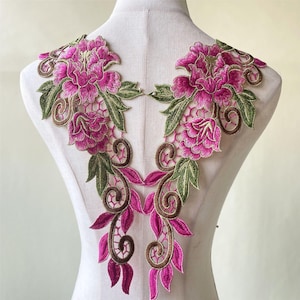 Guipure Peony Embroidery Lace Applique Motif Floral Patches Appliques Sewing on Wedding Bridal Evening Dress Gown Skirt DIY Crafts 1 PC