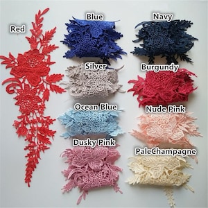 Guipure Lace Applique Embroidery Patch Sewing on Costume Wedding Bridal Dress Craft DIY Mirror Pair