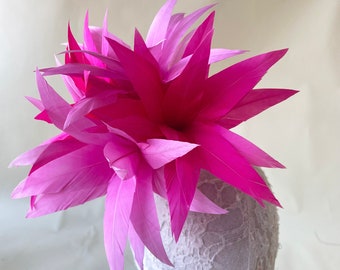 Customized Feather Flower Fascinators Plume Bud Bouquet Faux flowers Millinery Feathers Hat Making for Horse Race Derby DIY Wedding 1 PC