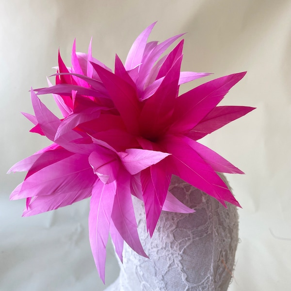 Customized Feather Flower Fascinators Plume Bud Bouquet Faux flowers Millinery Feathers Hat Making for Horse Race Derby DIY Wedding 1 PC